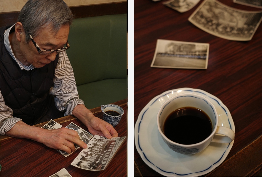喫茶ミハルで昔の写真を眺める店主とコーヒー、笠寺の記憶と時間